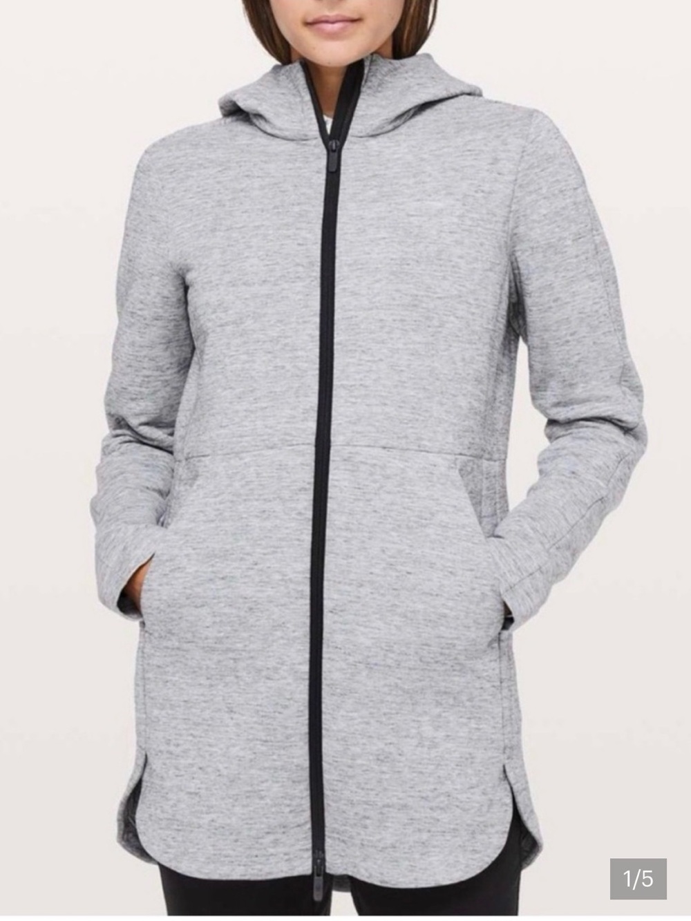 lululemon athletica Light Gray Full-Zip Hooded Sweatshirt
